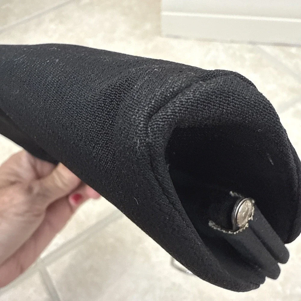 Vintage Black Twill Evening Clutch Bag Silver‎ Rose Clasp Snake Chain Strap